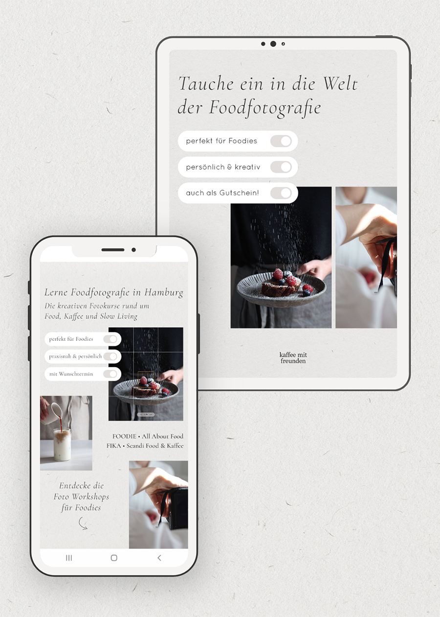 Mockup eines Handy und Tablets mit einer Kampagne